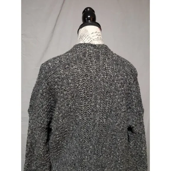 Croft & Barrow Gray Marled Knit Sweater Open Front Cardigan Cozy Women's Medium - Picture 5 of 8